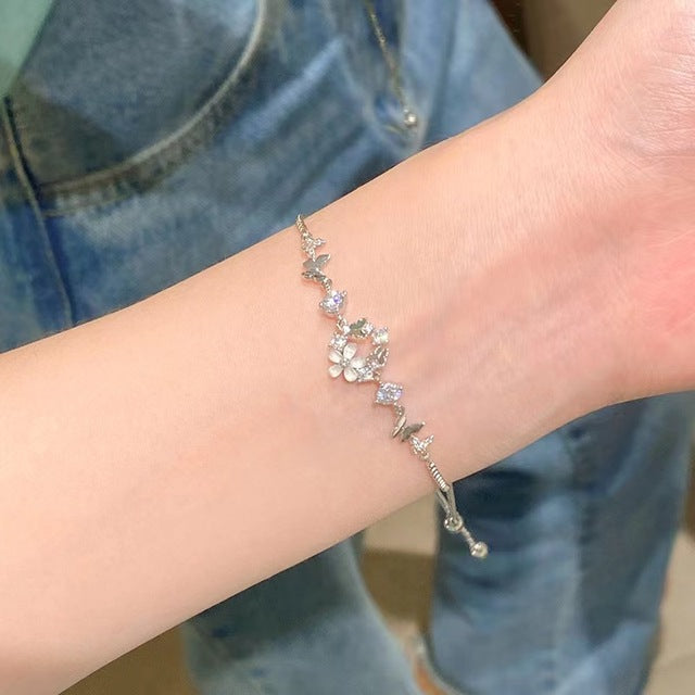 Japan Korea Star Moon Bracelet For Women Fashion Crystal Pearl Chain Jewelry